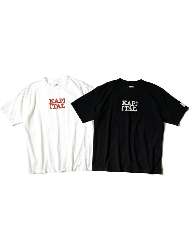 24SS Kapital Japanese Casual Unisex Trendy Printed Logo Short Sleeved T-shirt Men Summer T New