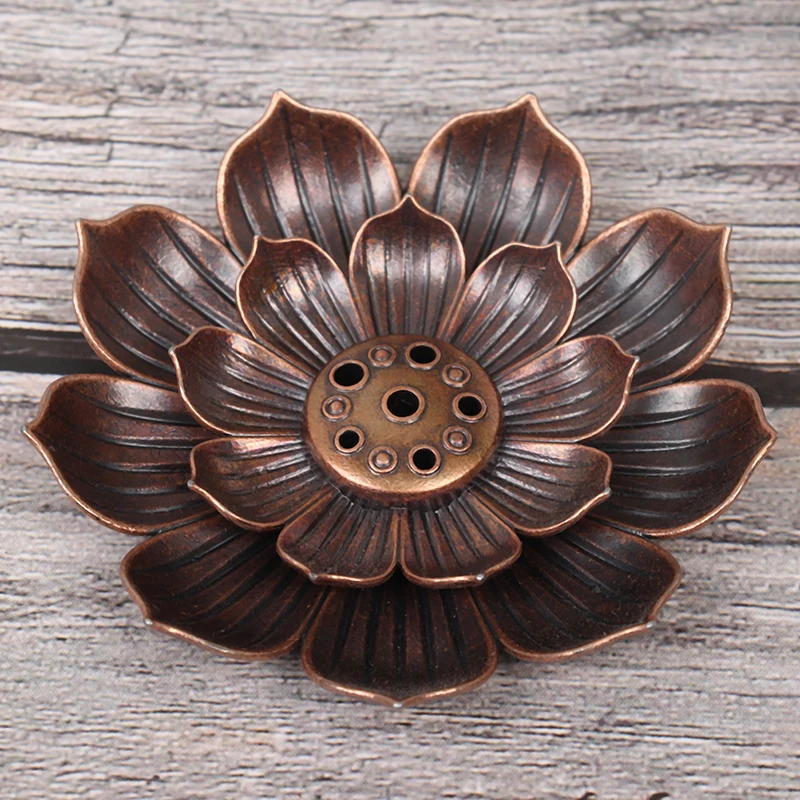 Nouveau 1 pièce alliage brûleur d'encens bâton support plaque bouddhisme Lotus encensoir Bronze Nasturtium brûleur d'encens