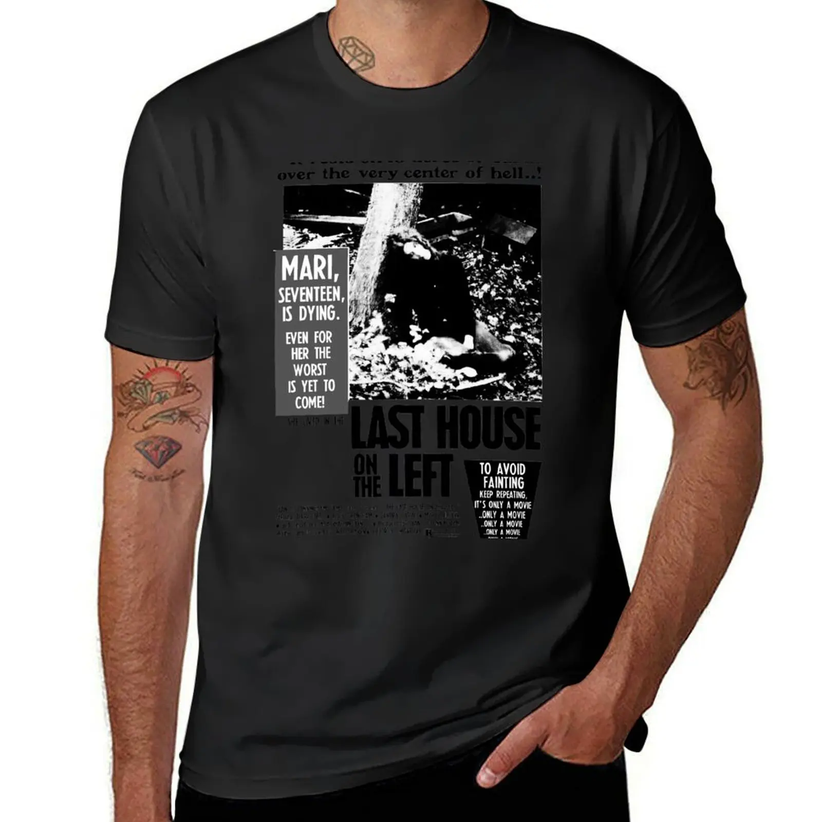 

Last House on the Left Black on White T-Shirt anime tshirt blue lock graphic shirts anime shirt oversized t shirt men
