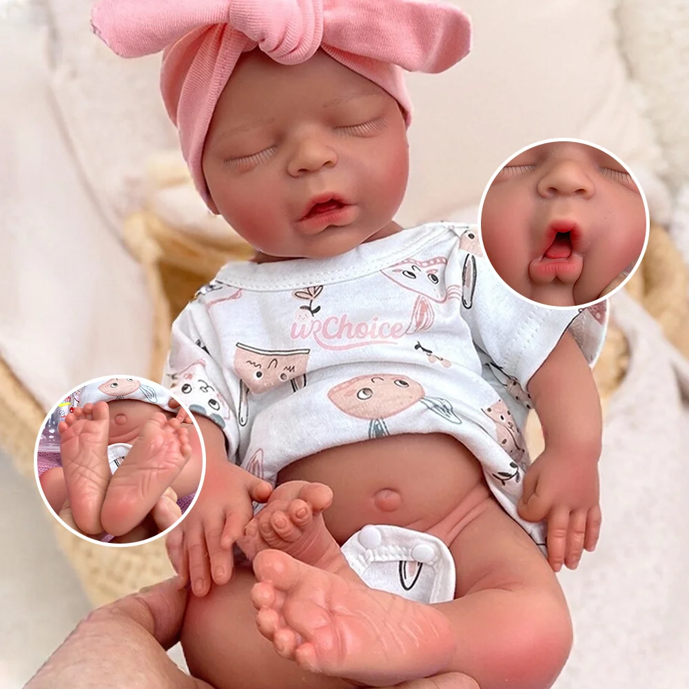 

Adorable 18Inch Open Mouth Washable Solid Silicone Reborn Baby Doll Girl 3D Painted Skin Newborn Doll For Kids Birthday Gift