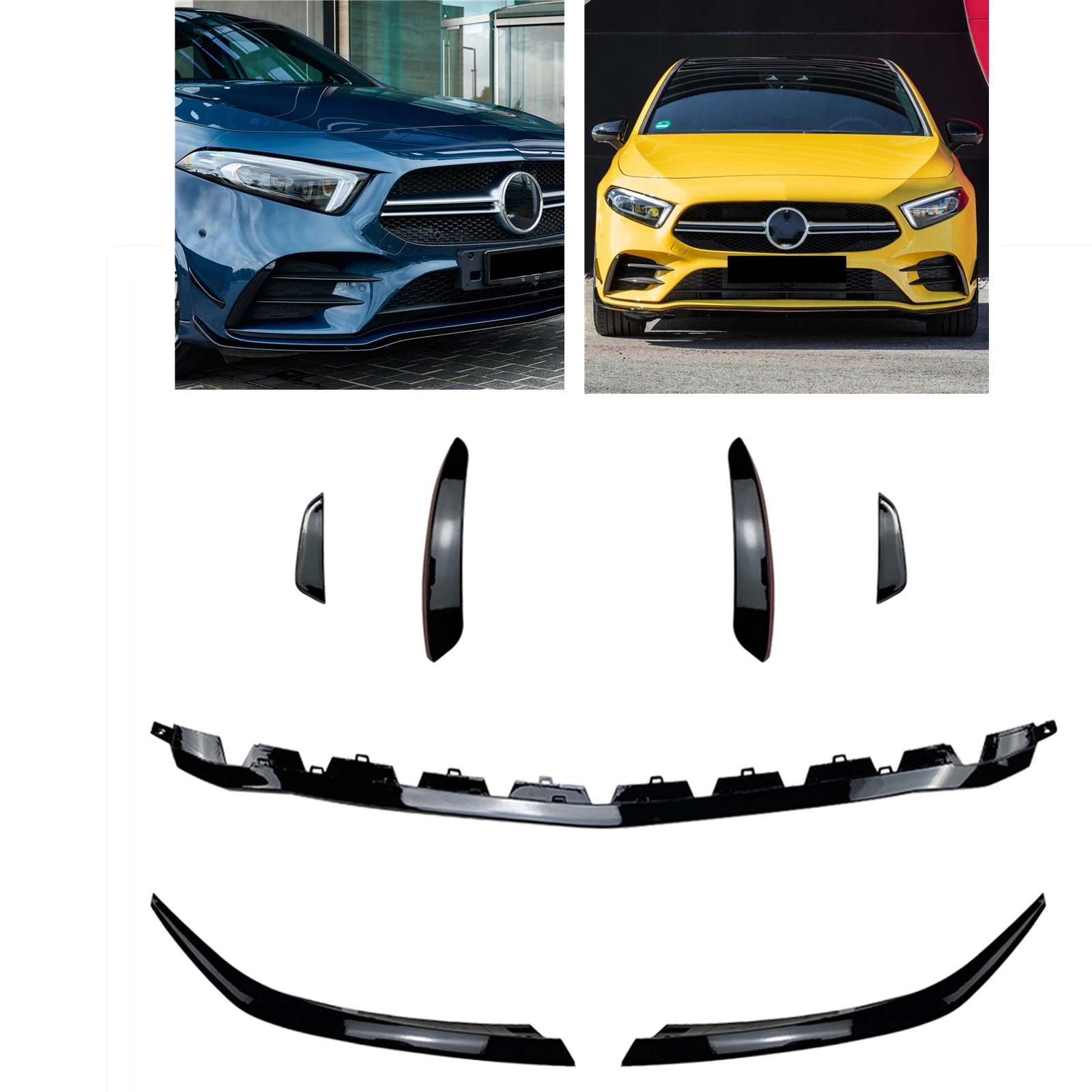 

For Mercedes Benz A Class W177 A180 A35 AMG 2019-2024 Front Bumper Lip Car Fog Light Air Vent Intake Frame Spoiler Splitter Trim