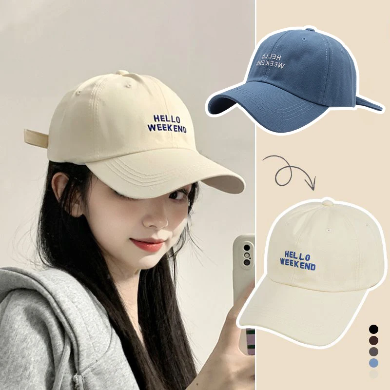 

Korean Letters Embroidered Baseball Hat Sun Protective Breathable Adjustable Casual Sports Running Cap For Men Women