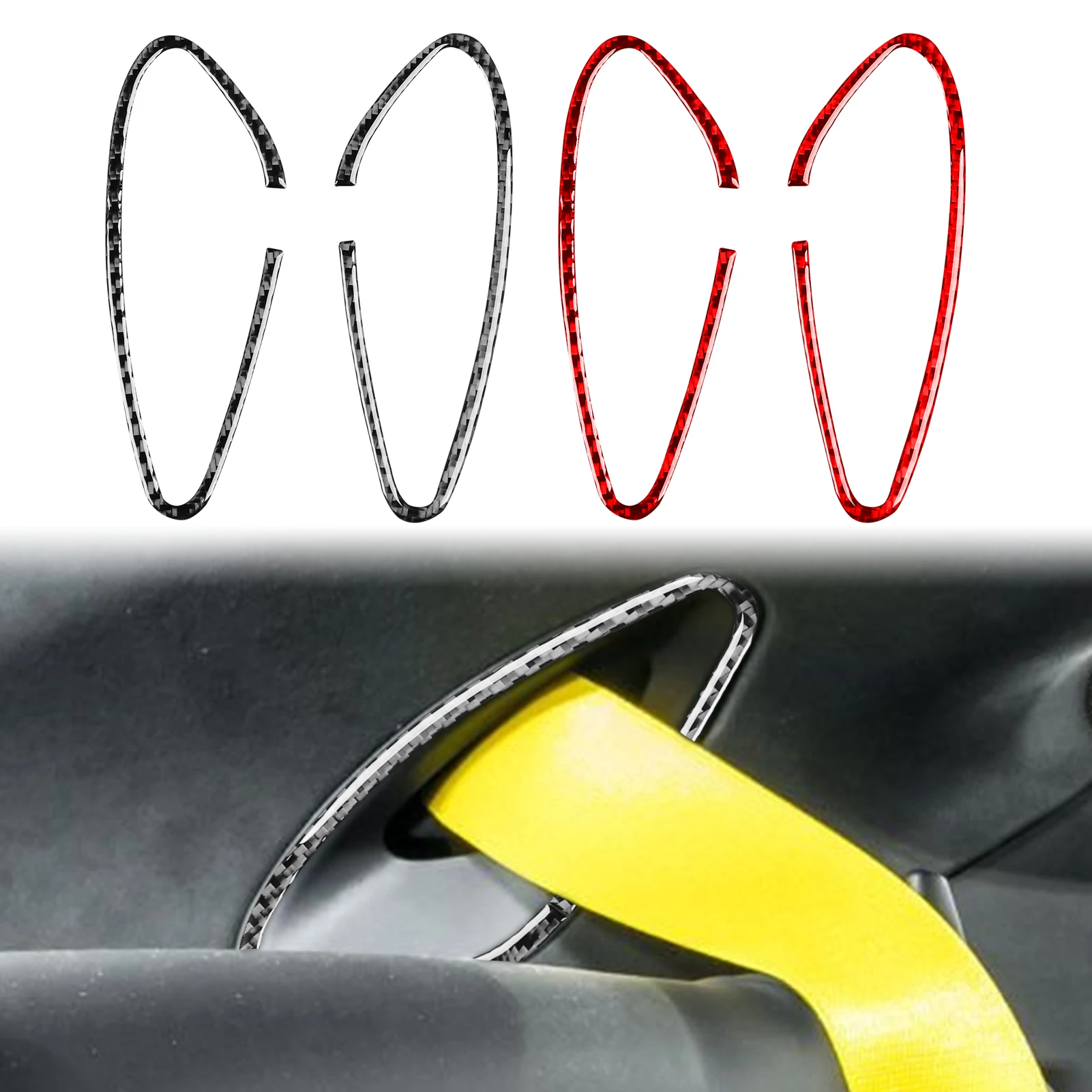 

YYG For Porsche 911 992 2019—2023 Carbon Fiber Rear Seat Belt Decal Strip Car Interior Accessories Cover Trim Modified Sticker