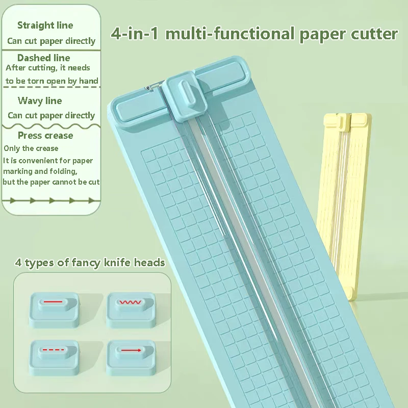 قطعة واحدة 4 في 1 قاطعة ورق ثنائية الاتجاه، قاطعة ورق مكتبية يدوية، إرسال 4 رؤوس قاطعة، تصميم للمدارس والمكاتب والمنازل #6