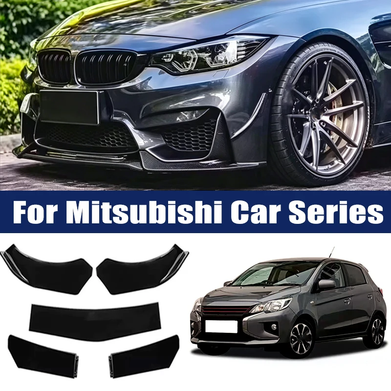 5Pcs Front Bumper Lip Body Kit, ABS Spoiler Splitter Canard For Mitsubishi Lancer EX Outlander ASX Pajero Eclipse Cross Triton
