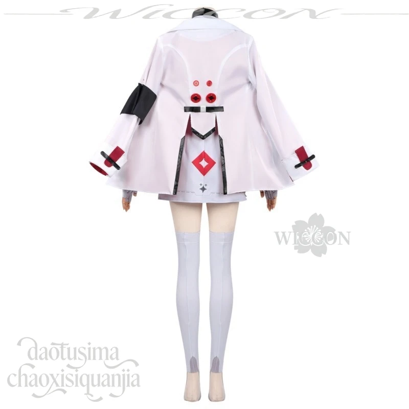 Anime Game Iroi Cosplay Costume Y2K Style White Cape Dress Matching Gloves Green Wig Punk Outfit For Halloween Cosplay Events view 6