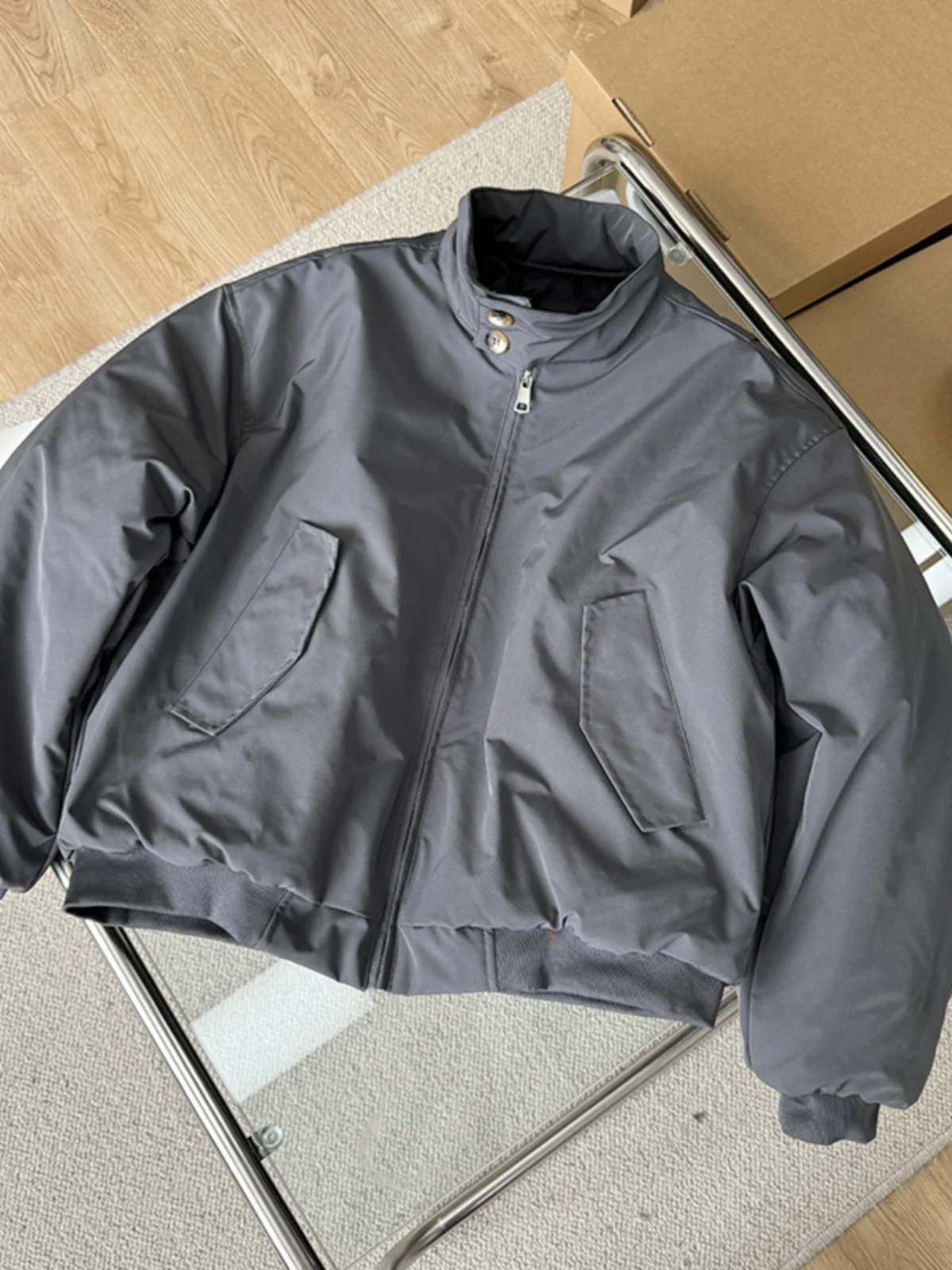 

Cleanfit Cotton Flight Jaet Men's Winter ey Outerwear American Bomber Thiened Coat Loose Fit Sle Zipper Closure