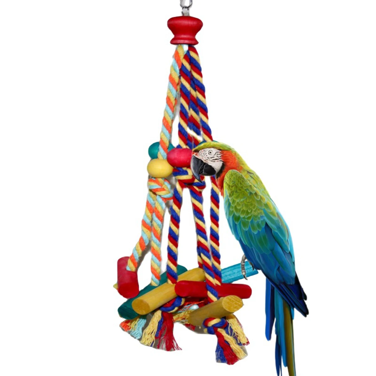 Classic Parrot toys, Colorful wooden bird supplies, Unique shape, Diverse ways to play, Large parrot bite bird toys