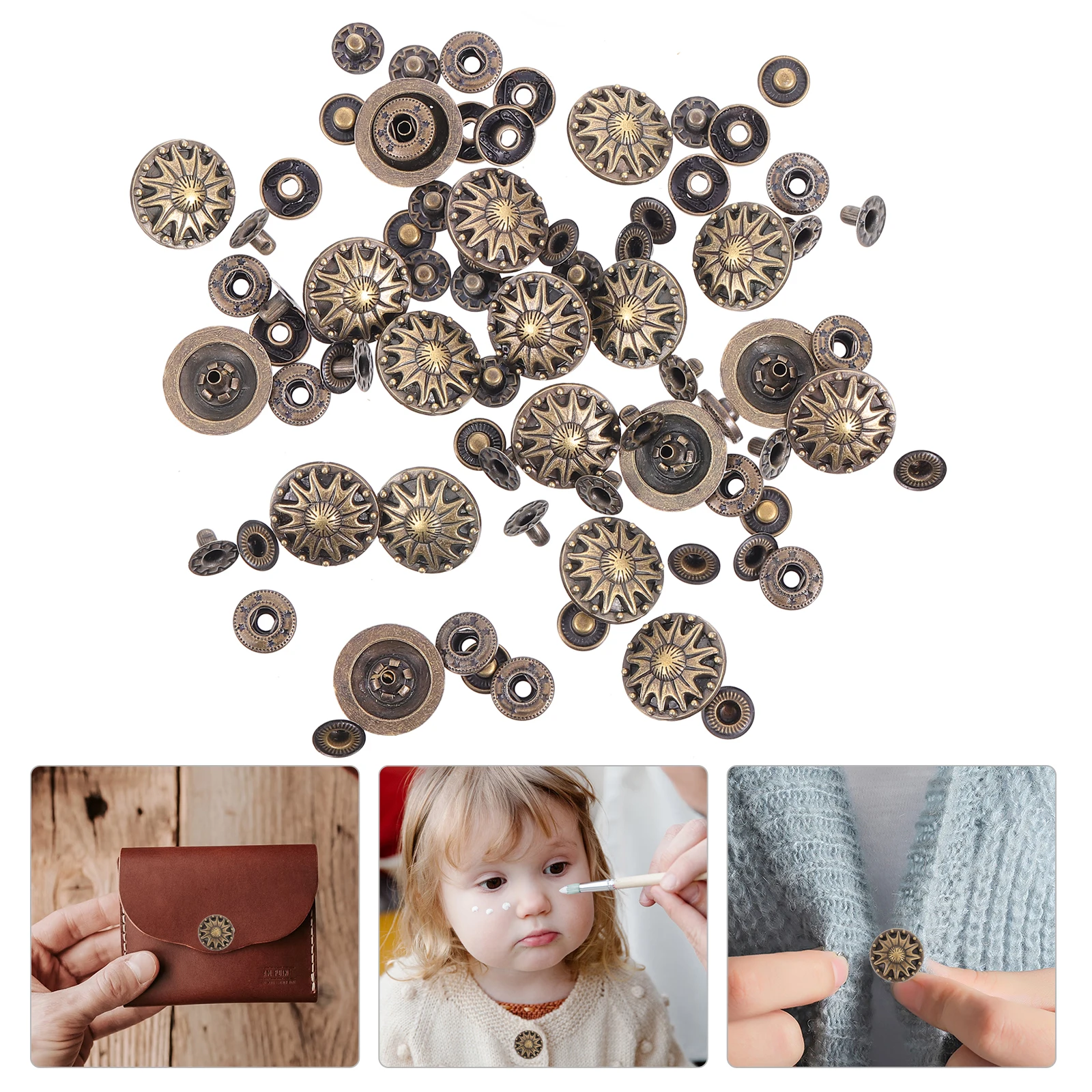 

20Sets Zinc Alloy Button Purse Buckle Retro Carvings Exquisite Design DIY Crafts Accessories Zinc Alloy Snap Fastener