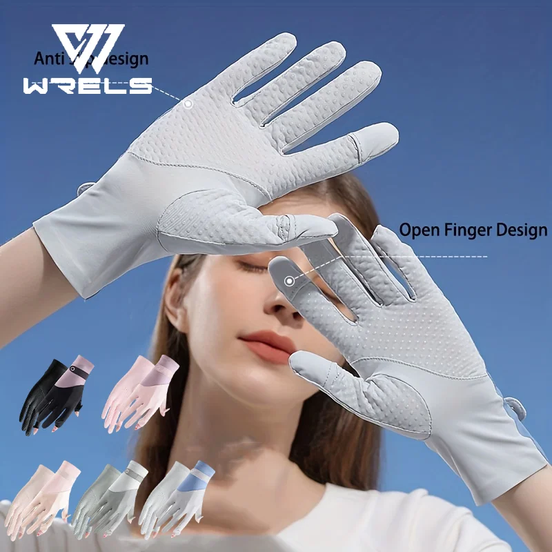 Sun Protection Gloves For Women Breathable Sunscreen Ice Silk Gloves Colorful Elegance Thin Design Outdoor Cycling Sports Gloves