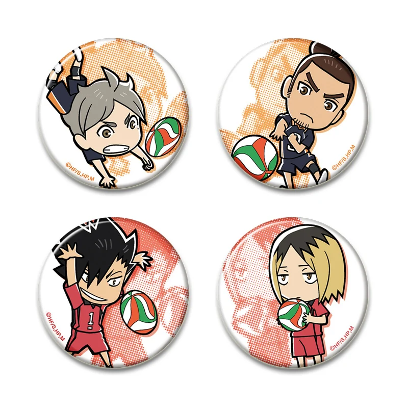 ¡Anime Haikyuu! Insignias de impresión HD para mochila, alfileres redondos Kenma Kozume, broches de dibujos animados para ropa, decoración de bolsos, regalos