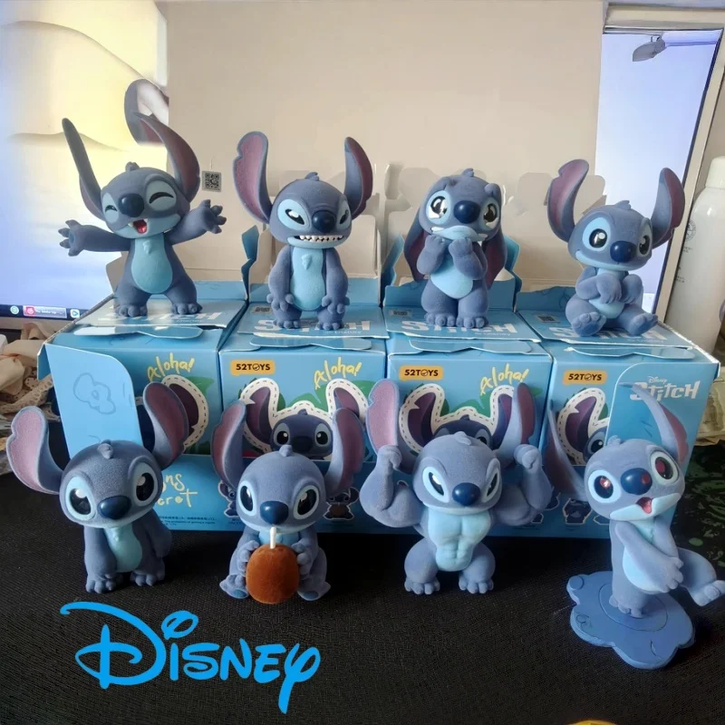 

Подлинная фигурка Disney Lilo & Stitch, милая флокированная игрушка-фигурка Stitch, 2025 г., Коллекционная глухая коробка в стиле аниме для подарка на день рождения