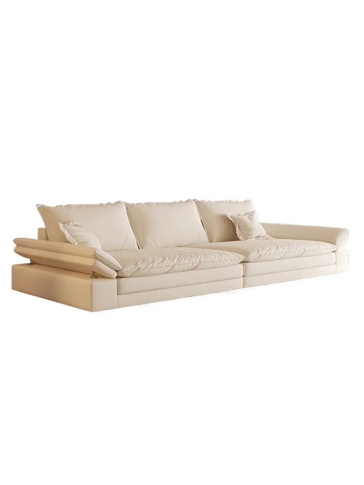 French cream wind and cloud velvet fabric sofa, modern simple living room large sitting depth adjustable