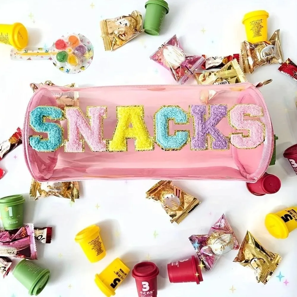 

Letter Patch Snack Storage Pouch New PVC Transparent Snack Storage Bag Travel Waterproof Shoulder Bag