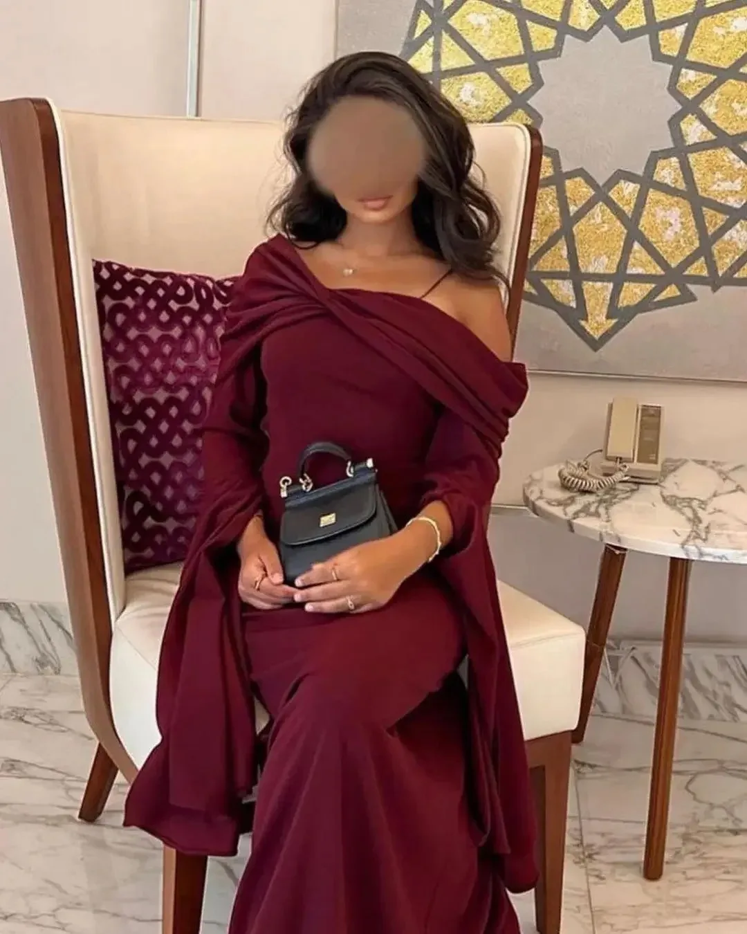 Formal Occasion Dresses Pleated Long Sleeves Evening Dress Saudi Arabia Prom Dress One Shoulder Floor Length For Special Events