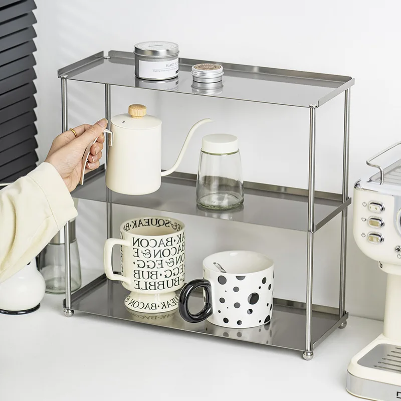 Multi-layer cup storage rack, countertop, large-capacity stainless steel coffee cup holder