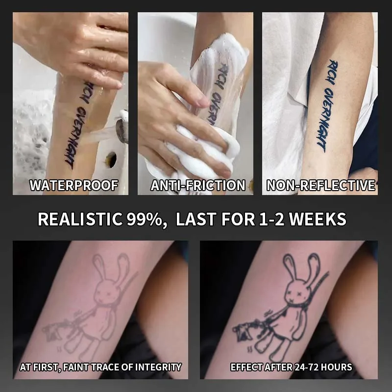 Rabbit Doll, 1Pcs Waterproof Temporary Tattoo Stickers, Long-lasting Waterproof for One to Two Weeks, Suitable for Arm, Leg.