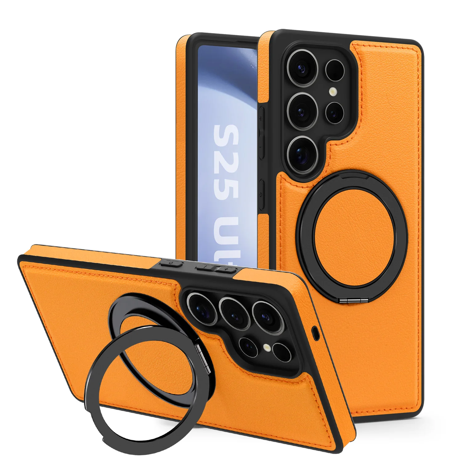 

Роскошный кожаный чехол для S25 Ultra S25 Edge S24 FE S23 Plus S22 Ultra из искусственной кожи с вращающимся кронштейном, магнитный противоударный мягкий чехол