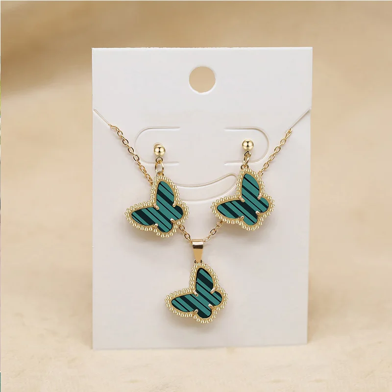 CDD Elegant Shiny Butterfly Earrings Necklace Jewelry Sets for Women Fashion Colorful Shell design Bridesmaid Accesories Gift