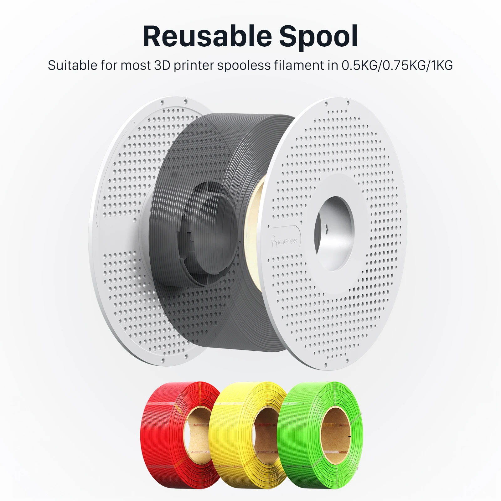NextShapes Reusable Spool for Refill Filament Detachable & Easy to Use,High Strength & High Temperature,for Bambu Lab 3D Printer