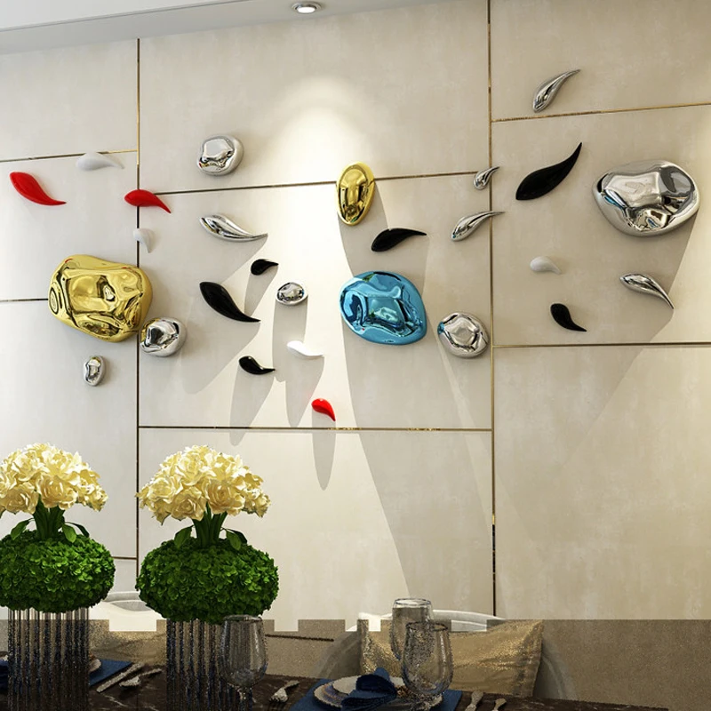 Wall Decoration Electroplating Simulation Stone Pendant Stereo Stone Wall Hanging Living Room Wall Pendant Background Decor
