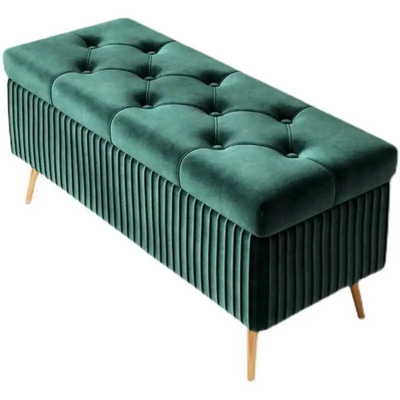 

Designer Velvet Ottomans Home Furniture Modern Entrance Shoe Changing Stools for Living Room Bedroom Bed End Stool Storage Bench