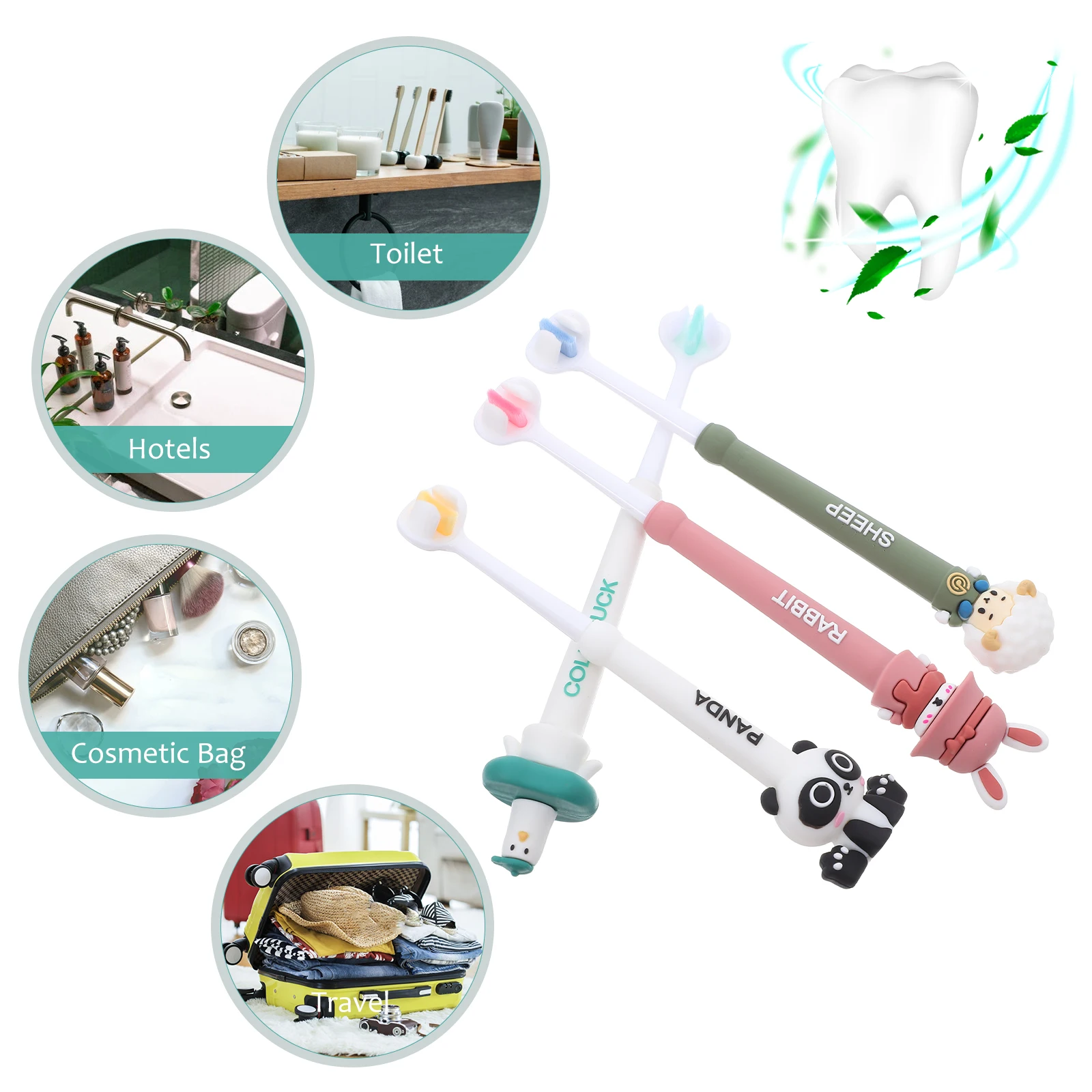 4 قطع فرشاة أسنان ذات شعيرات ناعمة ثلاثية الجوانب للعناية باللثة اللطيفة سهلة الإمساك بمقبض فرشاة الأسنان #4