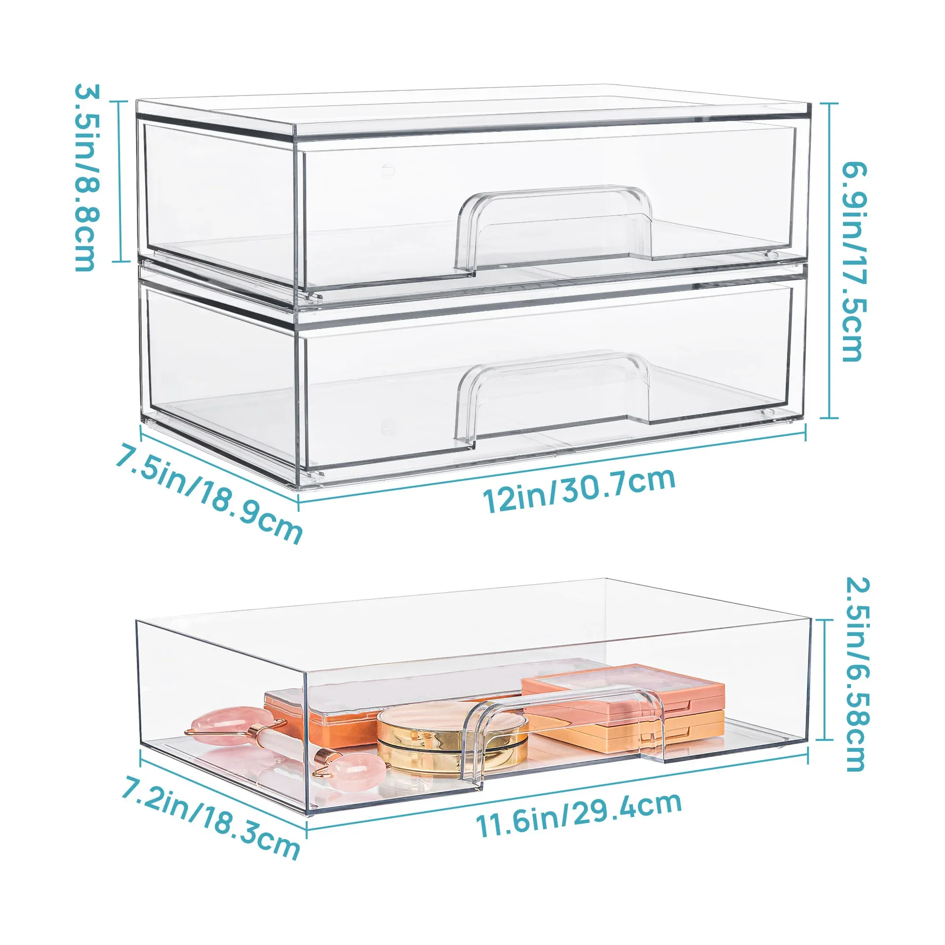 New Desktop Jewelry Box Household Transparent Skin Care Product Storage Cabinet, Dust Drawer Makeup Organizer Box