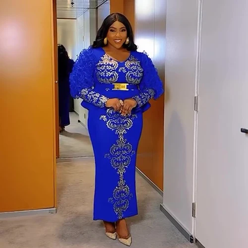 Imagen 2 del producto Vestidos africanos para mujer 2025, nueva moda, vestido largo de fiesta de noche con lentejuelas de talla grande, trajes Dashiki Ankara, bata, ropa africana