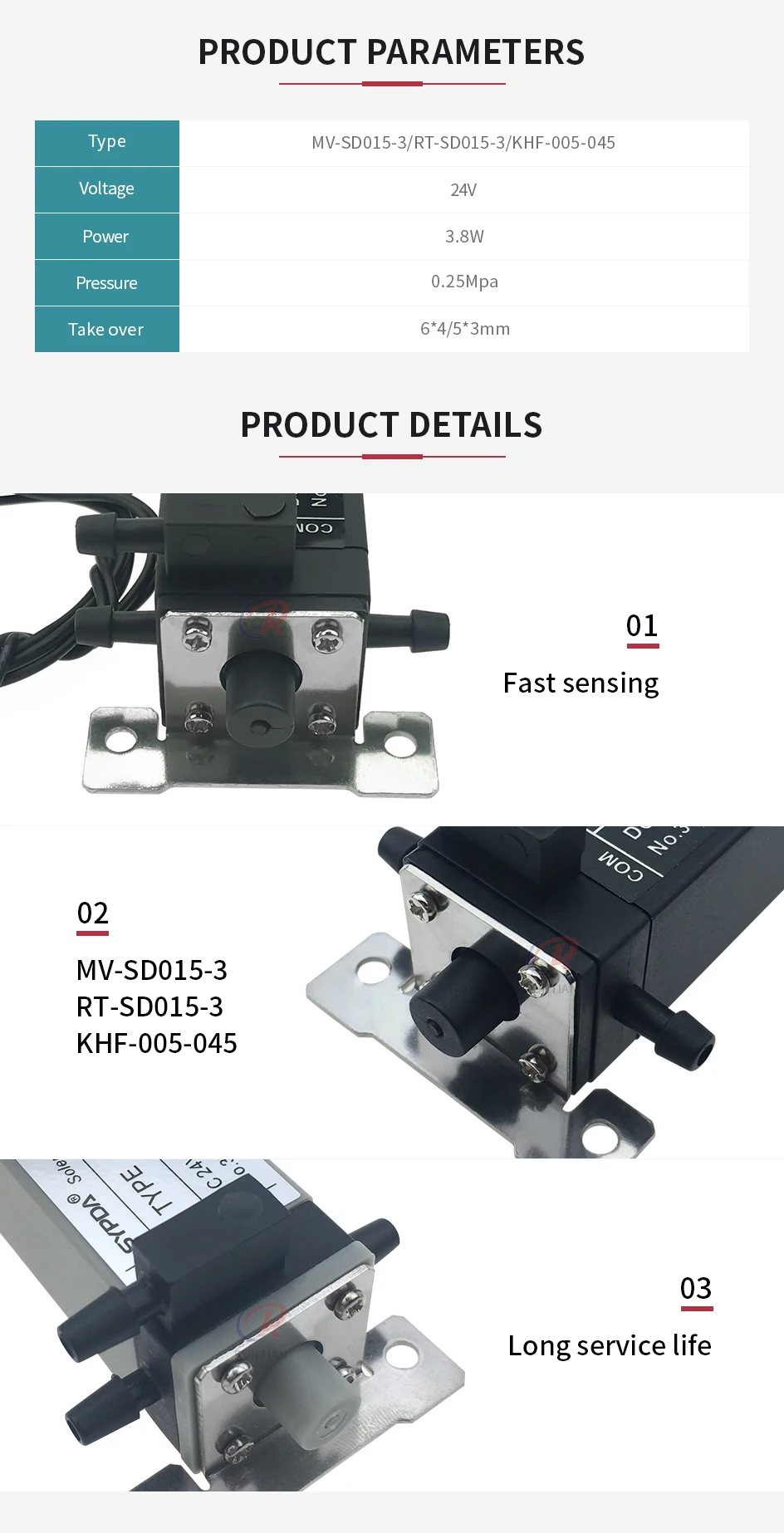 24 V 3,8 W Sypda Magnetventil Tintenstrahldrucker Magnetventil für Gongzheng UV Tintenstrahldrucker MV-SD015-3 KHF-005-045 – Detail 2