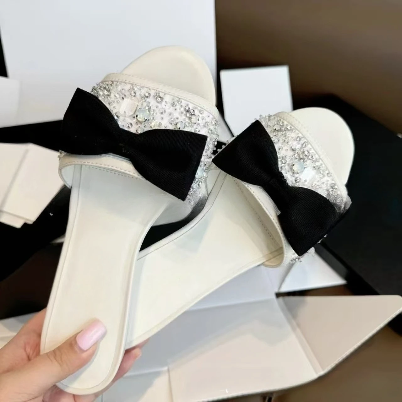 

Women's 2026 Crystal Bow Sandals, Full Star Round Toe Slides, Summer One-Band Slippers. Fast & Free Delivery Now