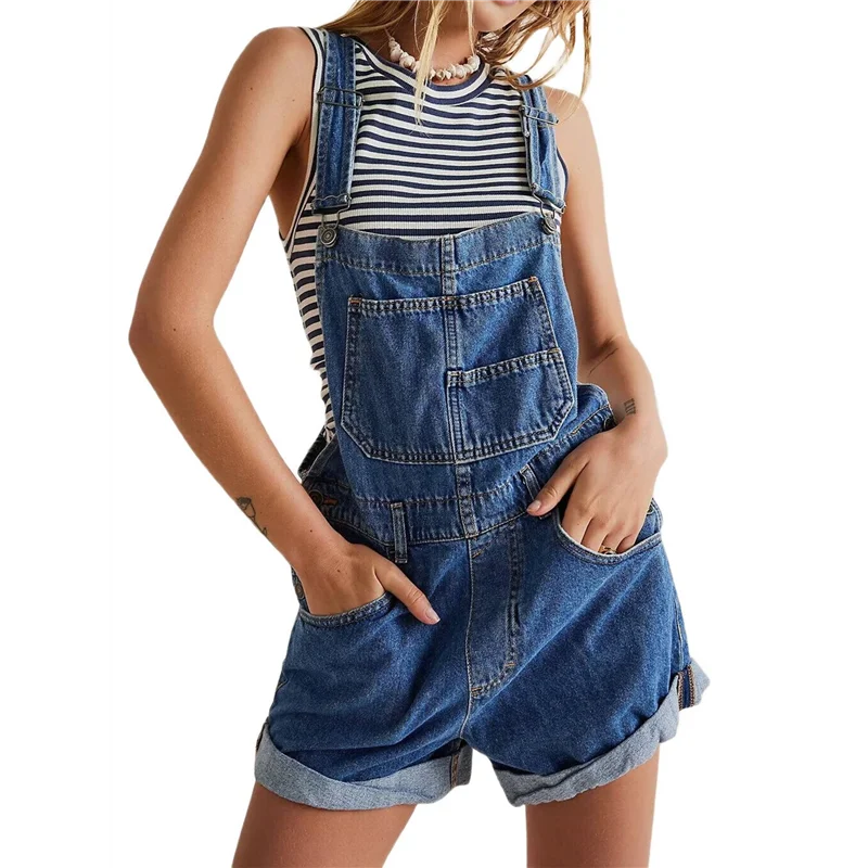 

ASDS-Women Denim Shorts Overalls Summer Casual Loose Fit Adjustable Rompers Jean Jumpsuit Bib Shortalls