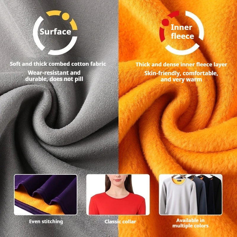 Komplet bielizny termicznej do noszenia na zewnątrz jesienią i zimą, okrągły dekolt, ocieplany pluszem, grube ubrania jesienne, długie spodnie damskie.