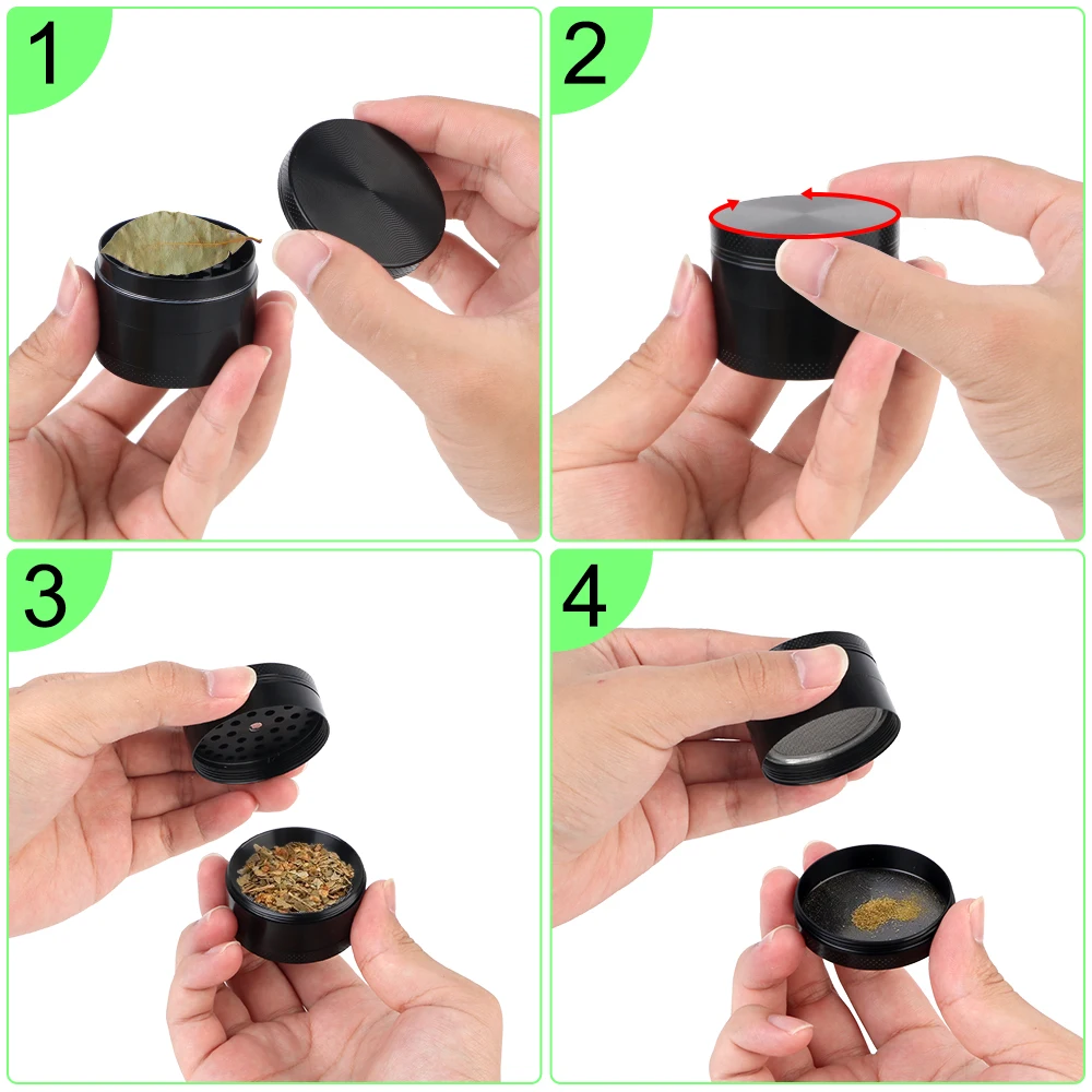 Aluminum Alloy 40MM 50MM 4-Layer Hand Tools Portable Smoking Herb Cutter Spice Cutter Tobacco Grinder Latest Lightning-Shaped