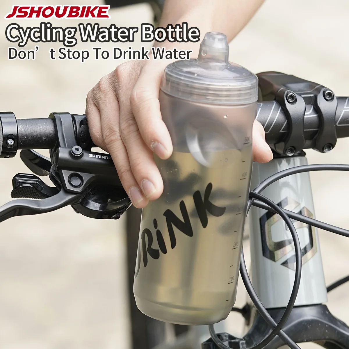 JSHOU BIKE Bicycle Sport Water Bottle  Leak-proof Squeezable Taste-free BPA-free Plastic Camping Hiking Sports Bicycle Kettle