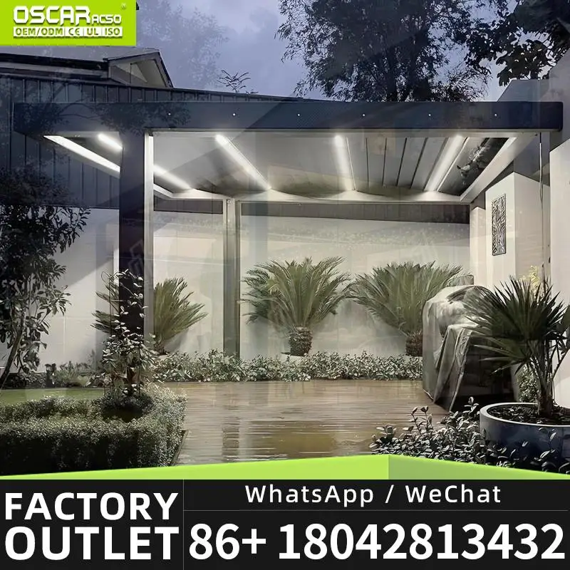 Patio Deck Backyard Smart Electric Rainproof Shelter Europe North America Luxury Aluminum Gazebo Canopy Stylish Durable Contempo