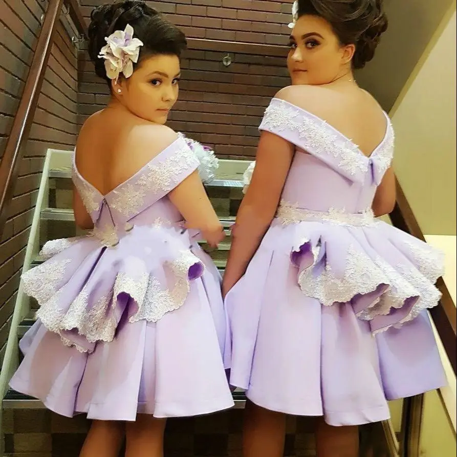 

ANGELSBRIDEP South African Lilac Bridesmaid Dresses Off The Shoulder Short Maid of Honor Gowns Wedding Guest Dress Plus Size