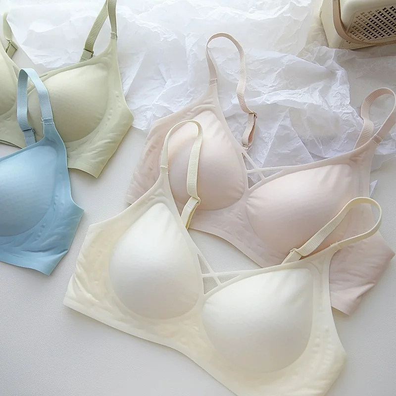 

Summer breathable cool feeling milk silk jelly soft support underwear sexy non-marking non-steel ring bra