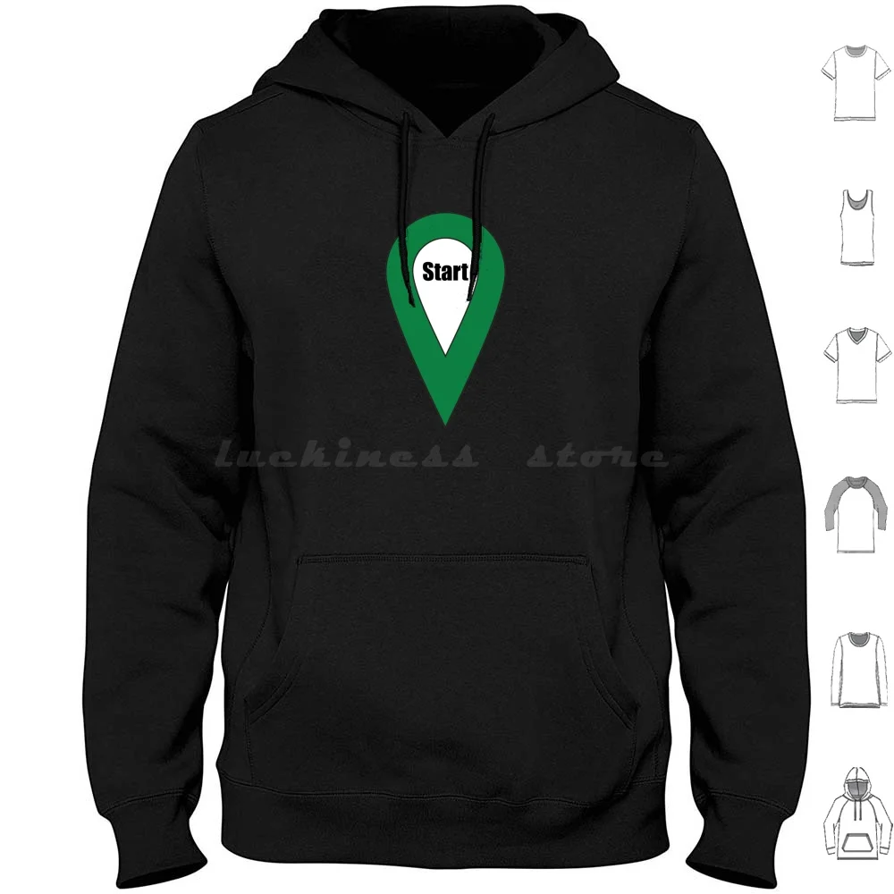 Start Here Couple Or Kids Exploring Hoodie Cotton Long Sleeve Couple Green Cute Funny Flag Found Lost Searching Find Explore