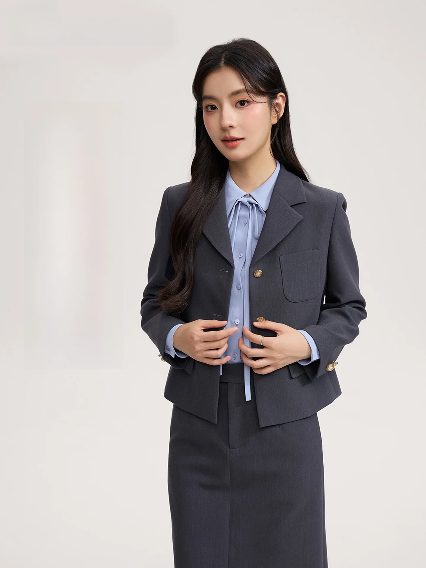 

Good Young Profional Women's Suit Set Commute Sle Formal Interview Quali Polyester Fiber Anti-Wrinkle ort Coat