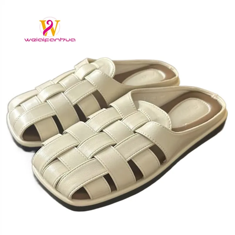 

Women's 2026 New Style Woven Flat-bottomed Slip-on Shoes for Women, One-piece Slip-on Mule Shoes, Anti-slip Summer Sandals