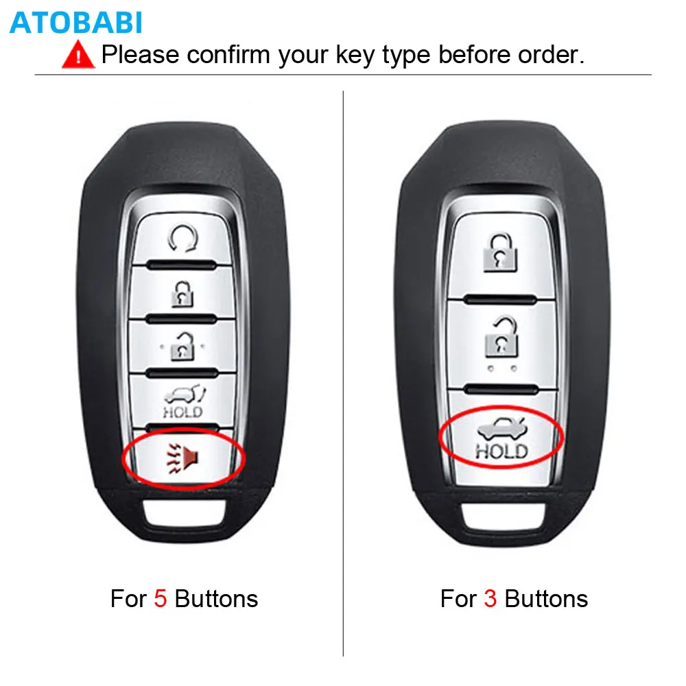 ATOBABI Leather Car Key Cover Bag For Infiniti Q50 Q60 QX50 QX60 2019 2020 2021 2022 2023 Smart Remote Fobs Shell Protector Case view 2