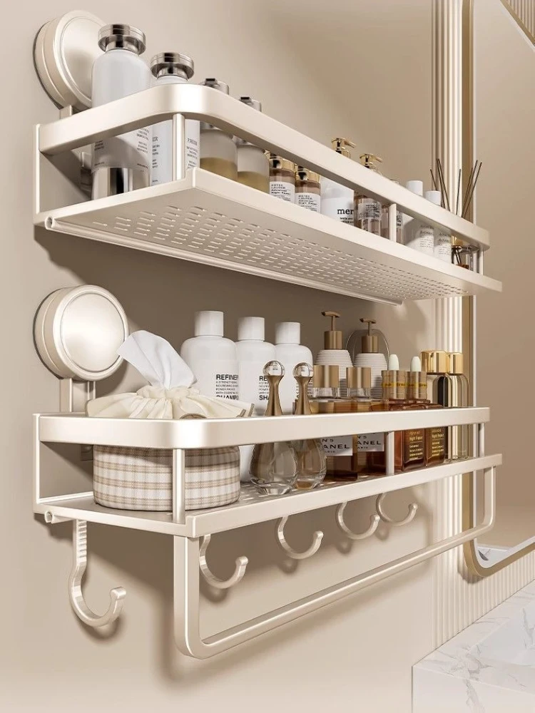 Ventosa estilo creme rack de armazenamento do banheiro sem broca organizador de lavatório de parede móvel organizador de baño