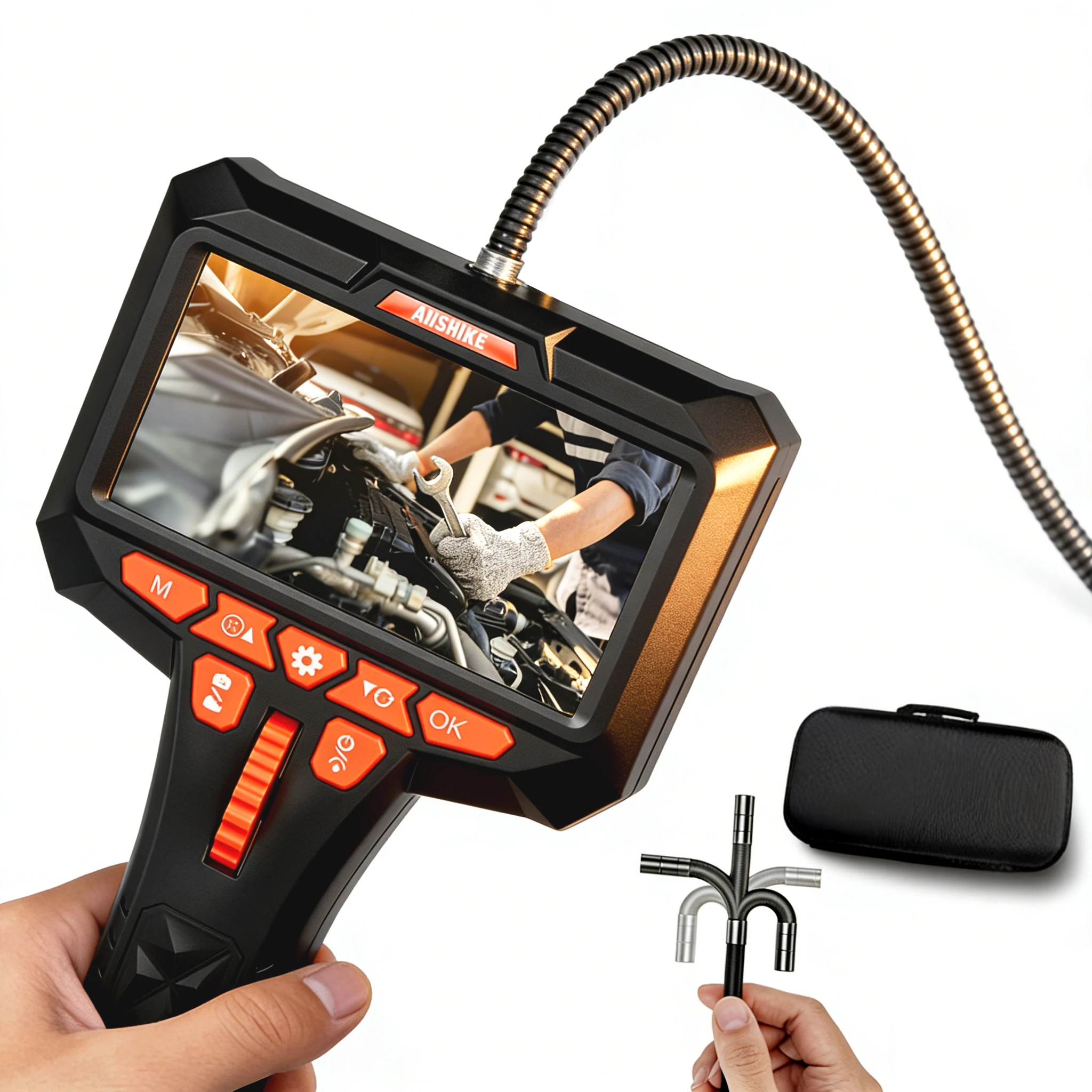 

360° Rotating Endoscope, 4.5-inch Screen, Advanced Waterproofing, Suitable for Automotive Repair and Plumbing Industries