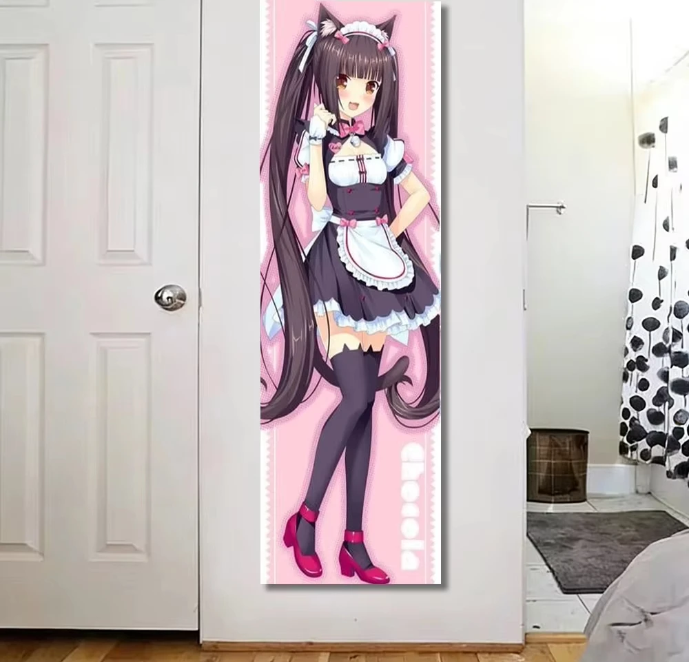 Anime Vertikaler Wandteppich Dienstmädchen Katzenmädchen Langer Wandbehang Kawaii Waifu Ästhetische Raumdekoration für Teenager-Schlafzimmer