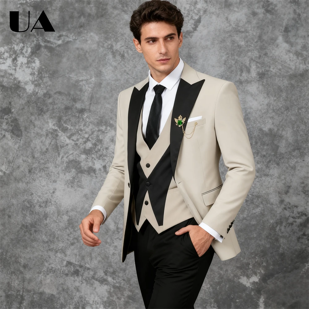 

ULBYANRY Mens Fashion Suit Set, (Jacket Vest Pants) Wedding Suit for Groom and Best Man, High End Business Tuxedo Ceremony