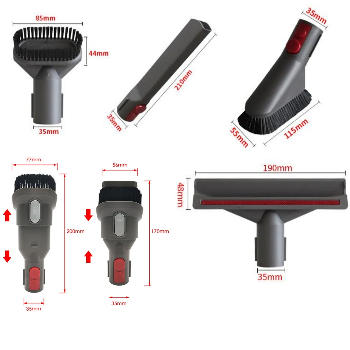 For Dyson V7 V8 V10 V11 V15 Vacuum Cleaner Lat Suction Head Mattress Brush Head Round Brush Soft Brush Long Nozzle Part