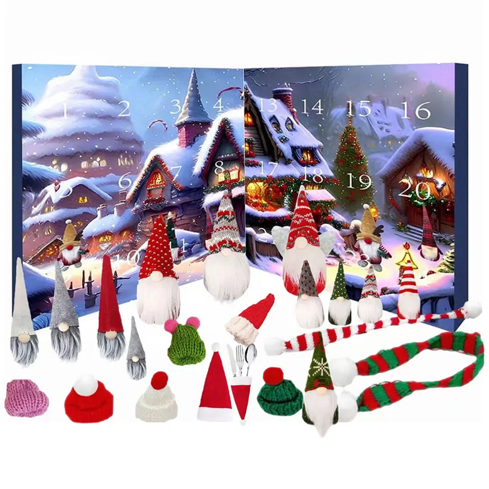 24 Days Christmas Gnome Holidays Advent Calendar with 24/12Pcs Gnomes Dolls Toy Xmas Countdown Calendar 2024 Christmas Decor