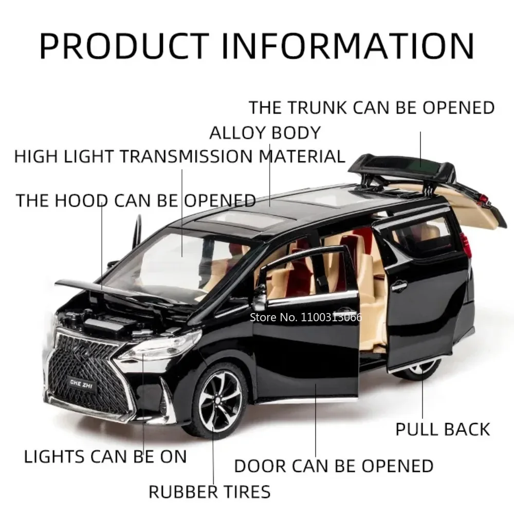 1:24 Schaal Legering LM300H LX570 Model Auto Diecast Speelgoed 6 Deuren Geopend Wiel Trek Voertuigen Modellen voor Kinderen Verjaardagscadeautjes