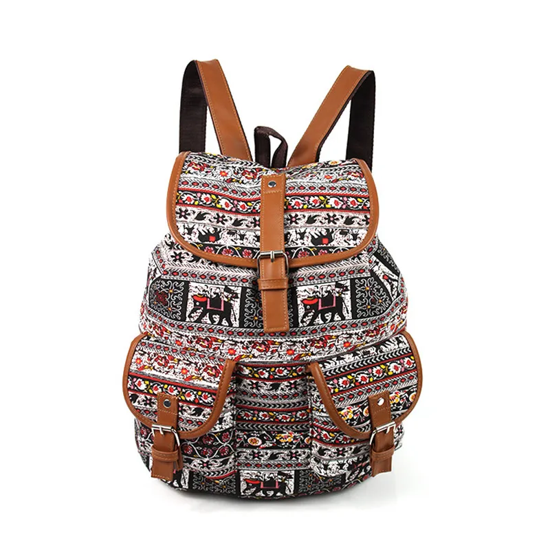 Neue ethnische Stil Rucksack Leinwand Schult asche Retro Rucksack Reise rucksack Laptop Plecak Damski Frauen Rucksäcke Sack Bolsos